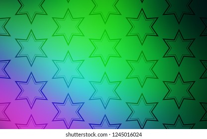 Light Pink, Green vector cover with small and big stars. Stars on blurred abstract background with gradient. Best design for your ad, poster, banner.