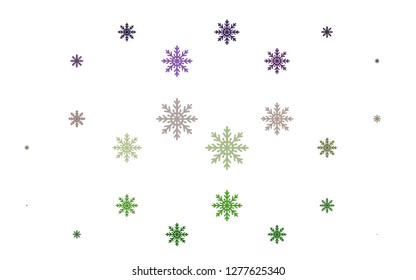 Light Pink, Green vector cover with beautiful snowflakes. Modern geometrical abstract illustration with crystals of ice. The pattern can be used for year new  websites.