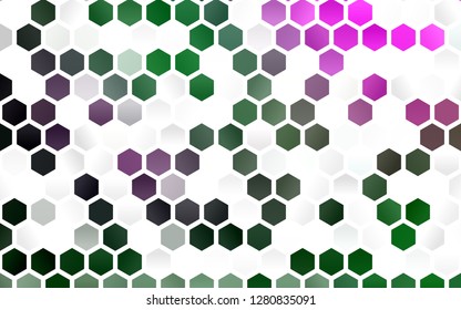 Light Pink, Green vector cover with set of hexagons. Abstract illustration with colorful hexagons. New design for website's poster, banner.