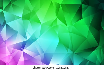 Light Pink, Green vector cover in polygonal style. Beautiful illustration with triangles in nature style. Best design for your ad, poster, banner.