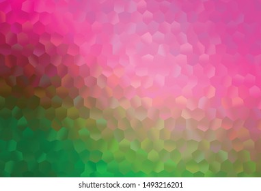 Light Pink, Green vector cover with set of hexagons. Design in abstract style with hexagons. Pattern for ads, leaflets.