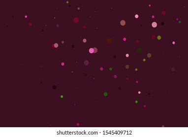 Light Pink, Green vector cover with spots. Blurred decorative design in abstract style with bubbles. Pattern of water, rain drops.