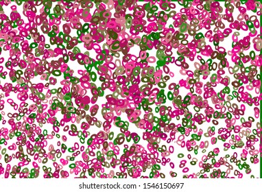 Light Pink, Green vector cover with spots. Abstract illustration with colored bubbles in nature style. Template for your brand book.
