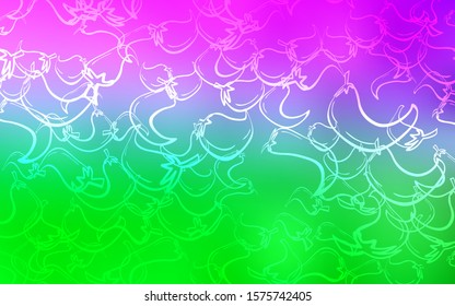 Light Pink, Green vector cover with chili peppers. Illustration with set of fresh peppers in doodle style. Pattern for menu of cafes, bars, restaurants.