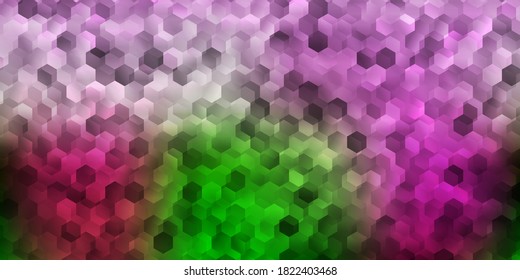 Funda vectorial verde, rosa claro, con hexágonos simples. Diseño inteligente en estilo abstracto con un lote de hexágonos de gradiente. Afiche de sitio web y diseño de banner.