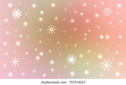 Light Pink, Green vector cover with beautiful snowflakes. Decorative shining illustration with snow on abstract template. New year design for your business advert.