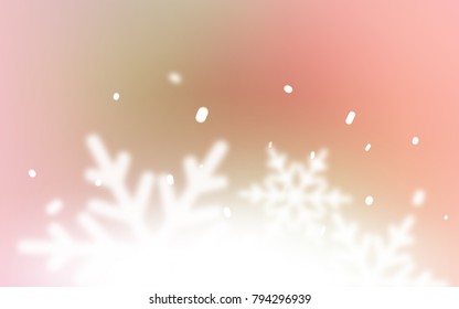 Light Pink, Green vector cover with beautiful snowflakes. Blurred decorative design in xmas style with snow. The template can be used as a new year background.