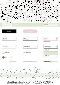 Light Pink, Green vector design ui kit with dots. Modern Style guide with colorful gradient circles in its header. Beautiful layout for websites, landing pages.