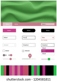 Light Pink, Green vector design ui kit with curved circles. Shining curly illustration in marble style with gradient. This template you can use for landing pages.