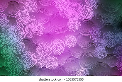 Light Pink, Green vector doodle blurred background. Shining colored illustration with flowers in doodle style. The pattern can be used for wallpapers and coloring books.
