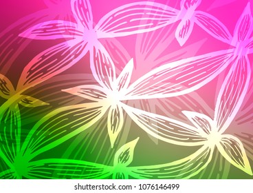 Light Pink, Green vector doodle blurred texture. A vague abstract illustration with doodles in Indian style. Hand painted design for web, wrapping, wallpaper.
