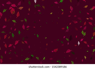 Light Pink, Green vector doodle layout. Doodle illustration of leaves in Origami style with gradient. Pattern for heads of websites and designs.
