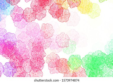 Light Pink, Green vector doodle background with leaves. Brand new colored illustration with flowers. New template for your design.