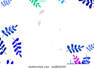 Light Pink, Green vector doodle layout with leaves. Brand new colored illustration in blurry style with leaves. Pattern for heads of websites, designs.