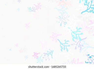 Textura de doodle vectorial verde de color rosa claro con ramas. Una elegante ilustración brillante con hojas y ramas. Patrón para los jefes de sitios web, diseños.