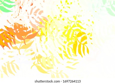 Light Pink, Green vector doodle background with leaves. Shining colored illustration with leaves in doodle style. New template for your design.