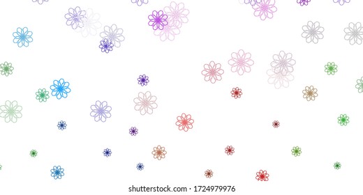 Light Pink, Green vector doodle texture with flowers. Simple colored illustration with abstarct flowers. Smart design for leaflets, books.