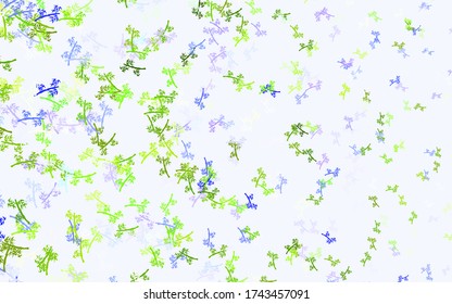 Light Pink, Green vector doodle template with branches. Colorful abstract illustration with leaves in doodle style. Colorful pattern for kid's books.