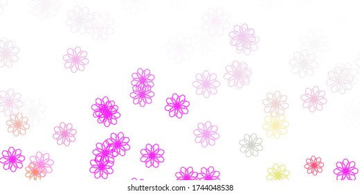 Light Pink, Green vector doodle pattern with flowers. Illustration with abstract colorful flowers with gradient. Smart design for wrapping, wallpapers.