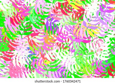 Light Pink, Green vector doodle template with leaves. Modern geometrical abstract illustration with leaves. Hand painted design for web, wrapping.