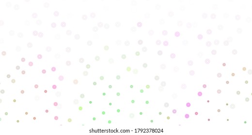 Light pink, green vector doodle template with flowers. Abstract illustration with flowers in Origami style. Pattern for women day promotion.