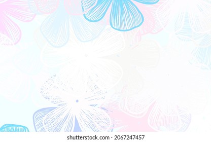 Light Pink, Green vector doodle pattern with flowers Decorative design of flowers on white background. Textured pattern for websites, banners.