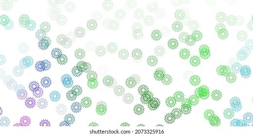 Hellrosa, grüne Vektor Doodle-Vorlage mit Blumen. Illustration mit abstrakten bunten Blumen mit Farbverlauf. Neues Business-Design.