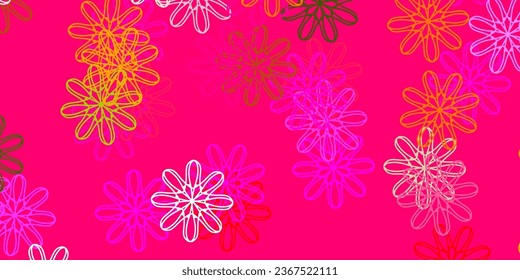 Light Pink, Green vector doodle template with flowers. Colorful flowers in natural style on simple background. Smart design for leaflets, books.