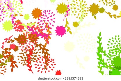 Hellrosa, grünes Vektor Doodle Muster mit Blumen Glitter abstrakte Illustration mit Blumen. Neue Vorlage für Ihr Markenbuch.