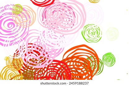 Light Pink, Green vector doodle pattern with roses. Colorful illustration in doodle style with flowers. Colorful pattern for kid's books.