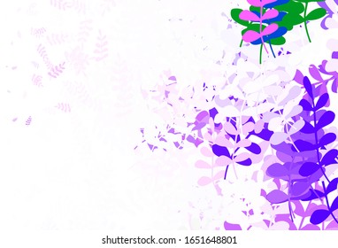 Light Pink, Green vector elegant template with leaves. Colorful illustration in doodle style with leaves. New template for your design.