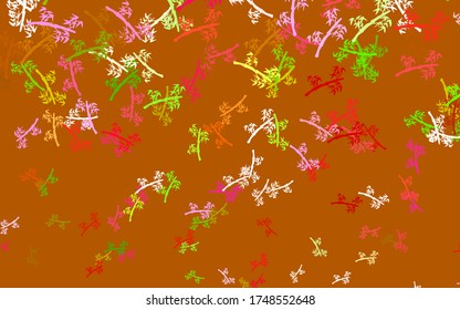 Light Pink, Green vector elegant pattern with branches. Colorful illustration in doodle style with leaves, branches. Elegant pattern for your brand book.