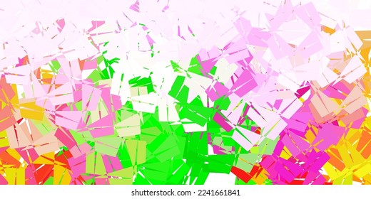Light pink, green vector geometric polygonal layout. Illustration in broken glass style with triangles. Sample for your designs.