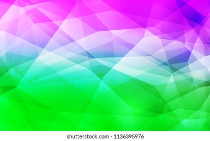 Light Pink, Green vector gradient triangles pattern. A sample with polygonal shapes. Pattern for a brand book's backdrop.
