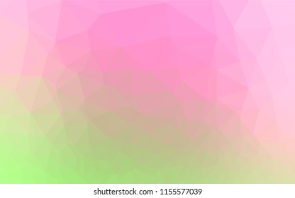 Light Pink, Green vector hexagon mosaic texture. Brand new colored illustration in blurry style with gradient. Triangular pattern for your business design.