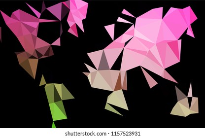Light Pink, Green vector hexagon mosaic template. Shining illustration, which consist of triangles. Brand new design for your business.