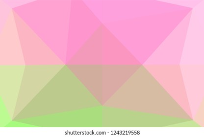 Light Pink, Green vector hexagon mosaic cover. Shining illustration, which consist of triangles. The elegant pattern can be used as part of a brand book.