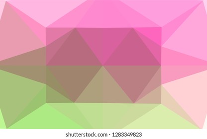 Light Pink, Green vector hexagon mosaic cover. Triangular geometric sample with gradient.  The elegant pattern can be used as part of a brand book.