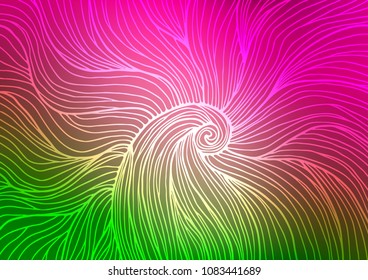 Light Pink, Green vector indian curved texture. Modern geometrical abstract illustration with doodles. Hand painted design for web, wrapping, wallpaper.