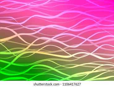Light Pink, Green vector indian curved template. Decorative shining illustration with doodles on abstract template. A completely new design for your business.