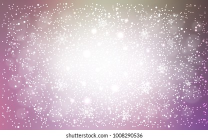 Light Pink, Green vector layout with bright snowflakes. Shining colored illustration with snow in christmas style. The pattern can be used for new year leaflets.