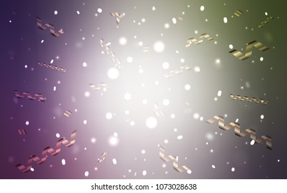 Light Pink, Green vector layout with festival confetti. Modern geometrical abstract illustration with carnival ribbons. Beautiful design for your business advert of anniversary.