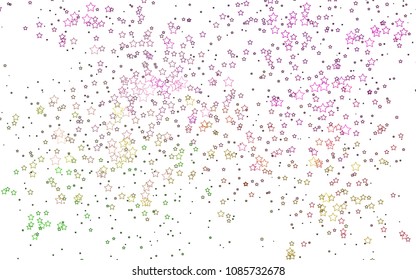 Light Pink, Green vector layout with bright stars. Decorative shining illustration with stars on abstract template. The pattern can be used for new year ad, booklets.