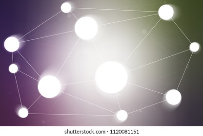 Light Pink, Green vector layout with circles, lines. Colorful illustration with circles and lines in futuristic style. Pattern can be used as texture of wallpapers.