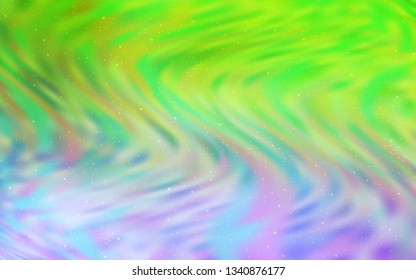 Light Pink, Green vector layout with cosmic stars. Shining illustration with sky stars on abstract template. Pattern for astrology websites.