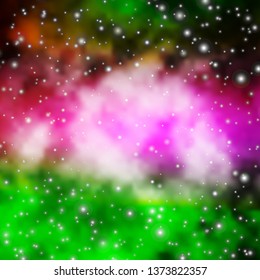 Light Pink, Green vector layout with bright stars. Decorative illustration with stars on abstract template. Pattern for websites, landing pages.