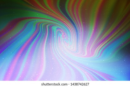 Light Pink, Green vector layout with cosmic stars. Glitter abstract illustration with colorful cosmic stars. Best design for your ad, poster, banner.