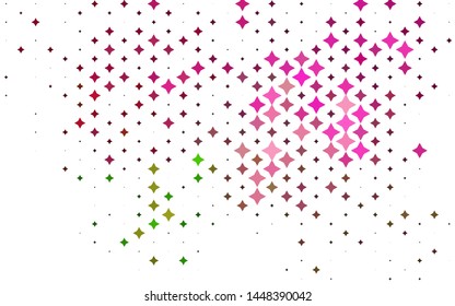 Light Pink, Green vector layout with bright stars. Glitter abstract illustration with colored stars. The pattern can be used for wrapping gifts.