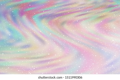 Light Pink, Green vector layout with cosmic stars. Space stars on blurred abstract background with gradient. Pattern for futuristic ad, booklets.
