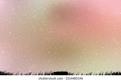 Light Pink, Green vector layout with cosmic stars. Shining illustration with sky stars on abstract template. Best design for your ad, poster, banner.